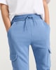 image 3 of F&F Boys Cotton Rich Cuffed Drawstring Cargo Joggers in Blue