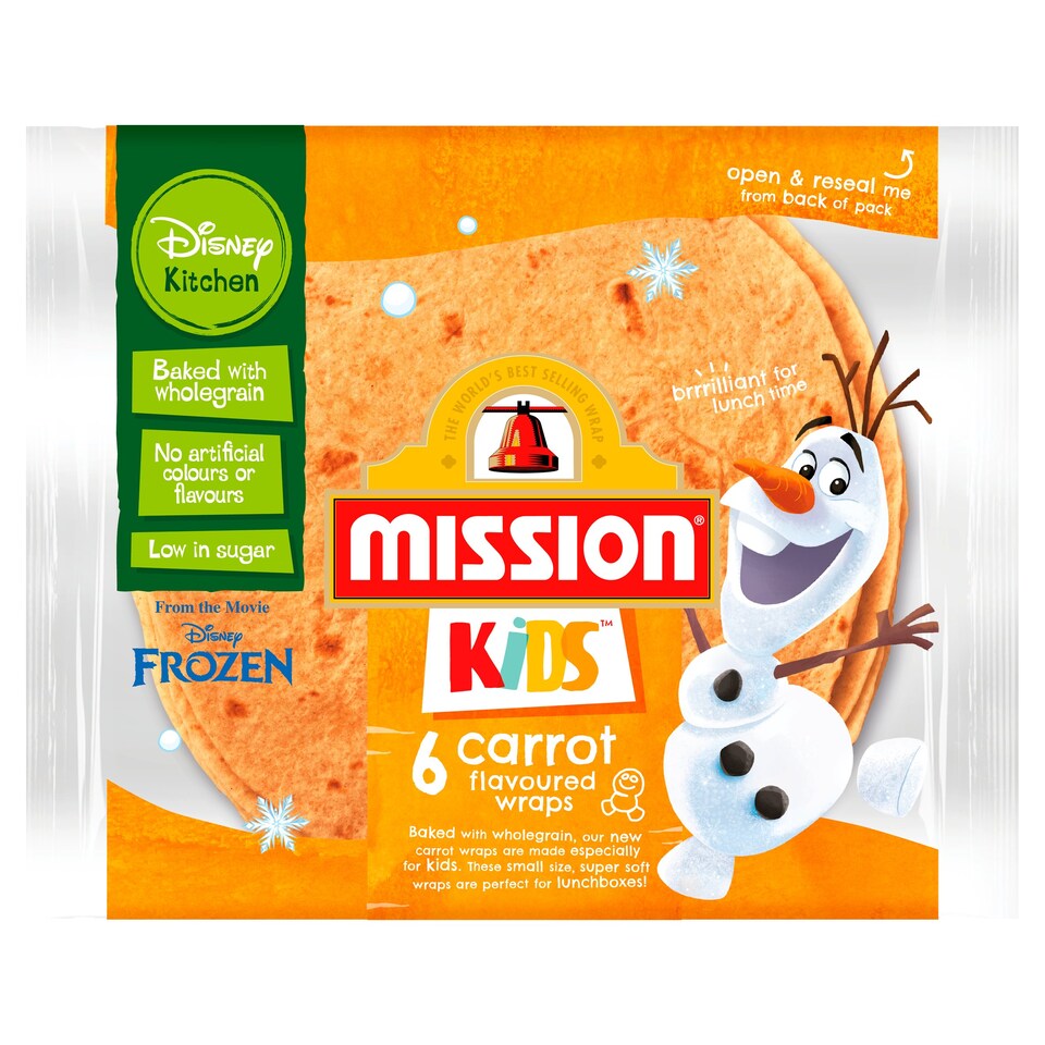 Mission Kids Disney 6 Carrot Flavoured Wraps 186G