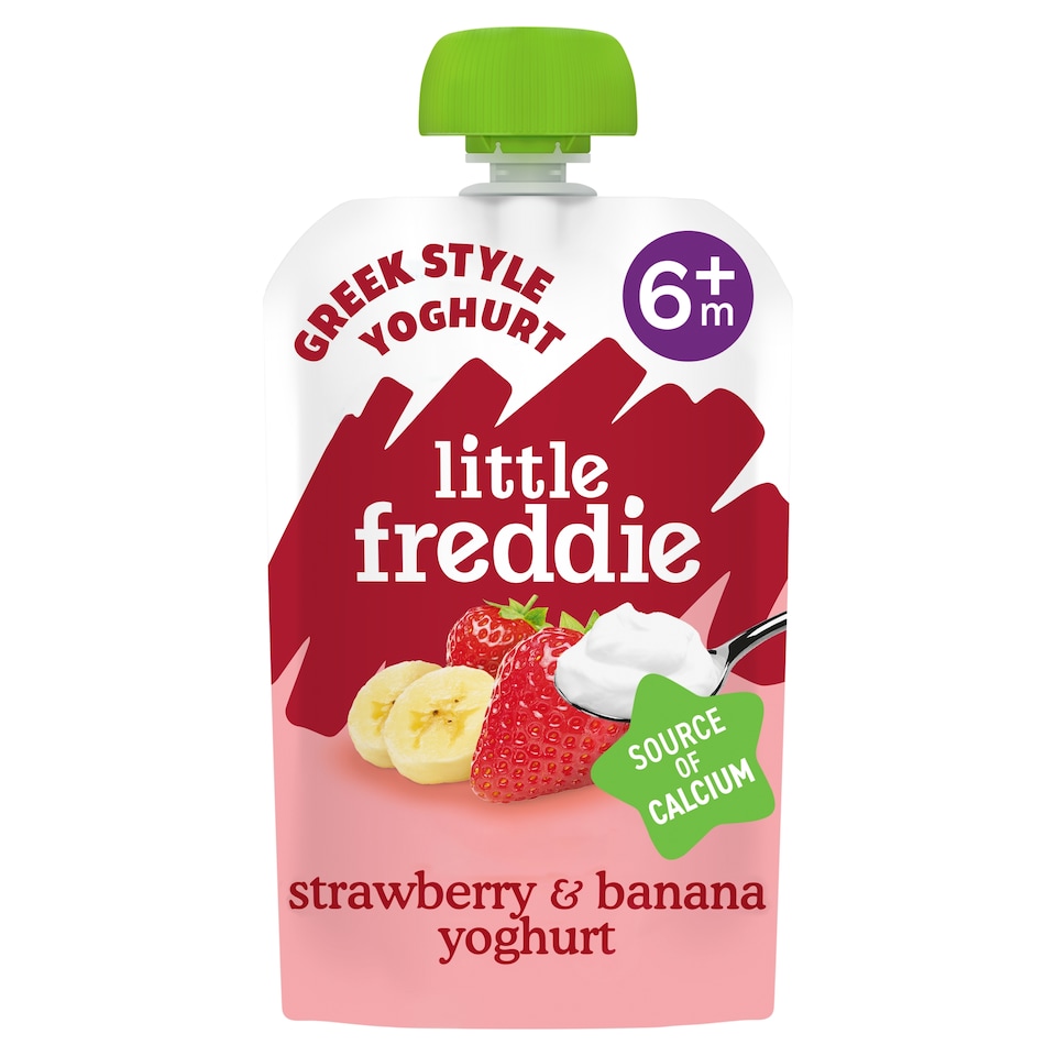 Little Freddie Organic Greek Style Yoghurt Strawberry & Banana pouch 6m+ 100g