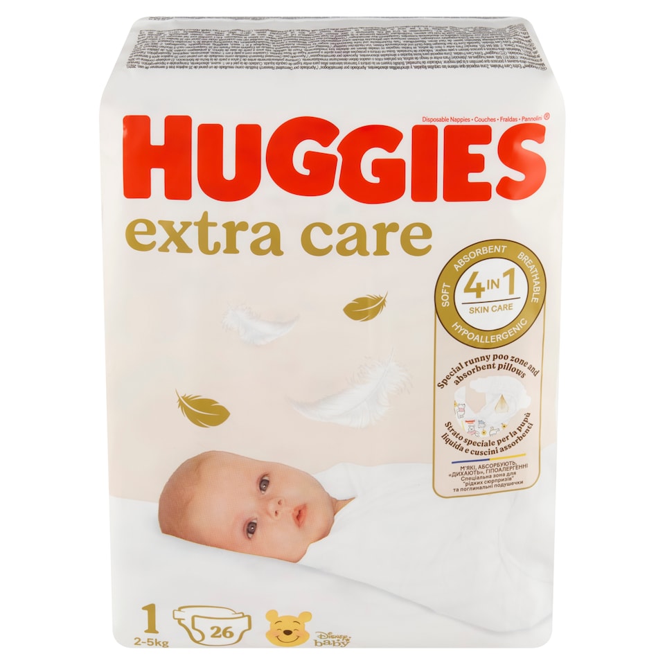 image 1 of Huggies Extra Care Diapers Size 1, Children 2-5 kg 26 pcs