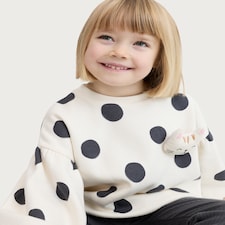 F&F Girls 2-Piece Cotton Rich Sweatshirt and Flared Leggings in Multi Black White