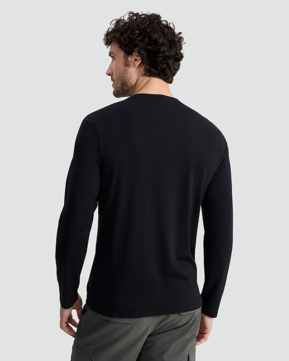 image 1 of F&F Pure Cotton Regular Fit Crew Neck Long Sleeved Top in Black
