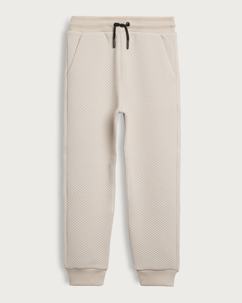 F&F Boys Textured Drawstring Cuffed Joggers in Stone