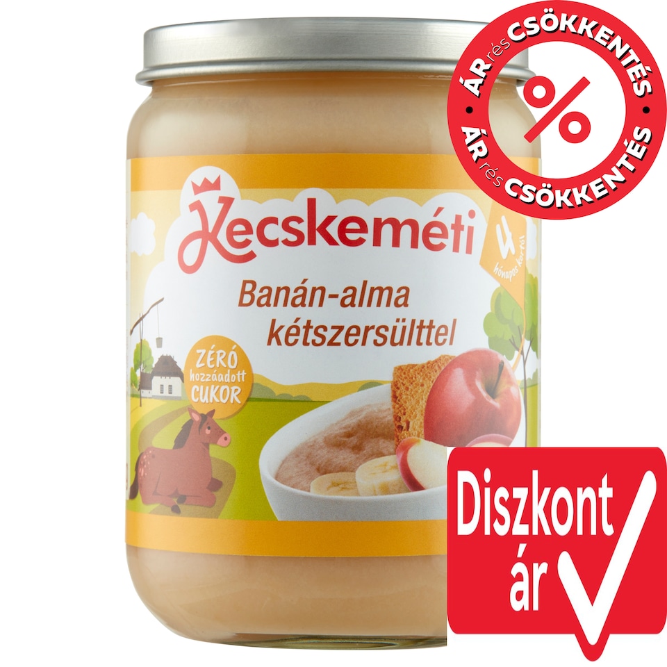 Kecskeméti banán-alma kétszersülttel bébidesszert 4 hónapos kortól 190 g