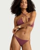 image 1 of F&F Gold Beaded High Leg Bikini Bottoms in Purple