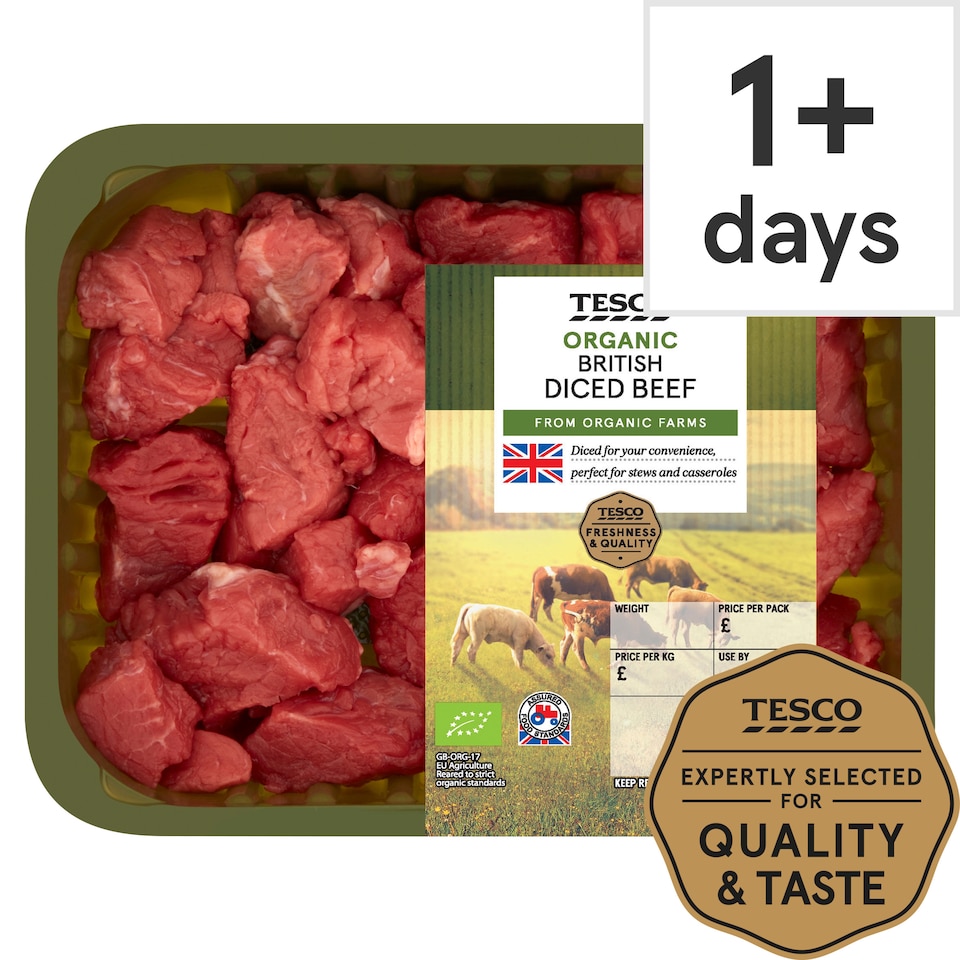 Tesco Organic Diced Beef 400G