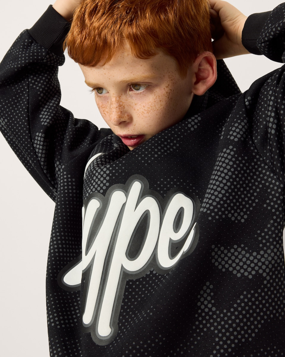 image 1 of Hype Cotton Rich Camo Hoodie in Black