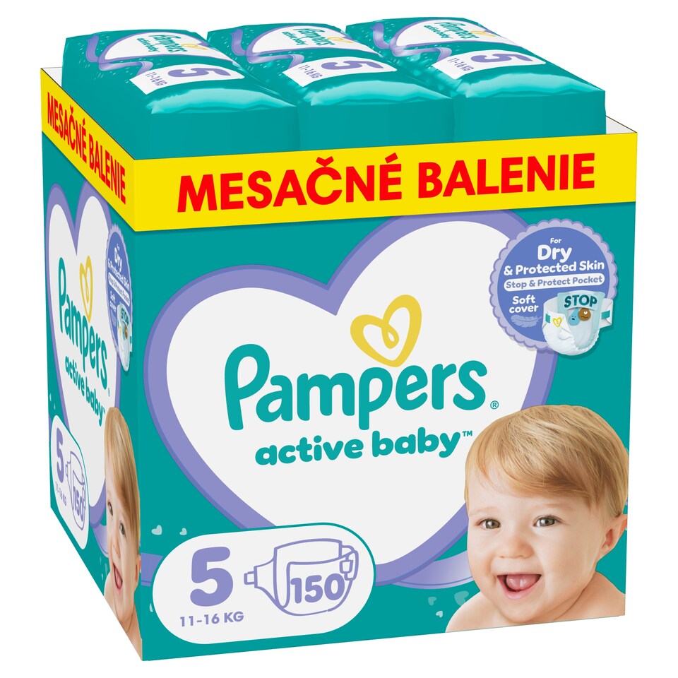 obrázok 1 z Pampers Active Baby veľkosť 5, 150 plienok, 11kg-16kg