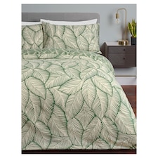 F&F Home Bedding Natures Way Washed Cotton Fern Duvet Set Double