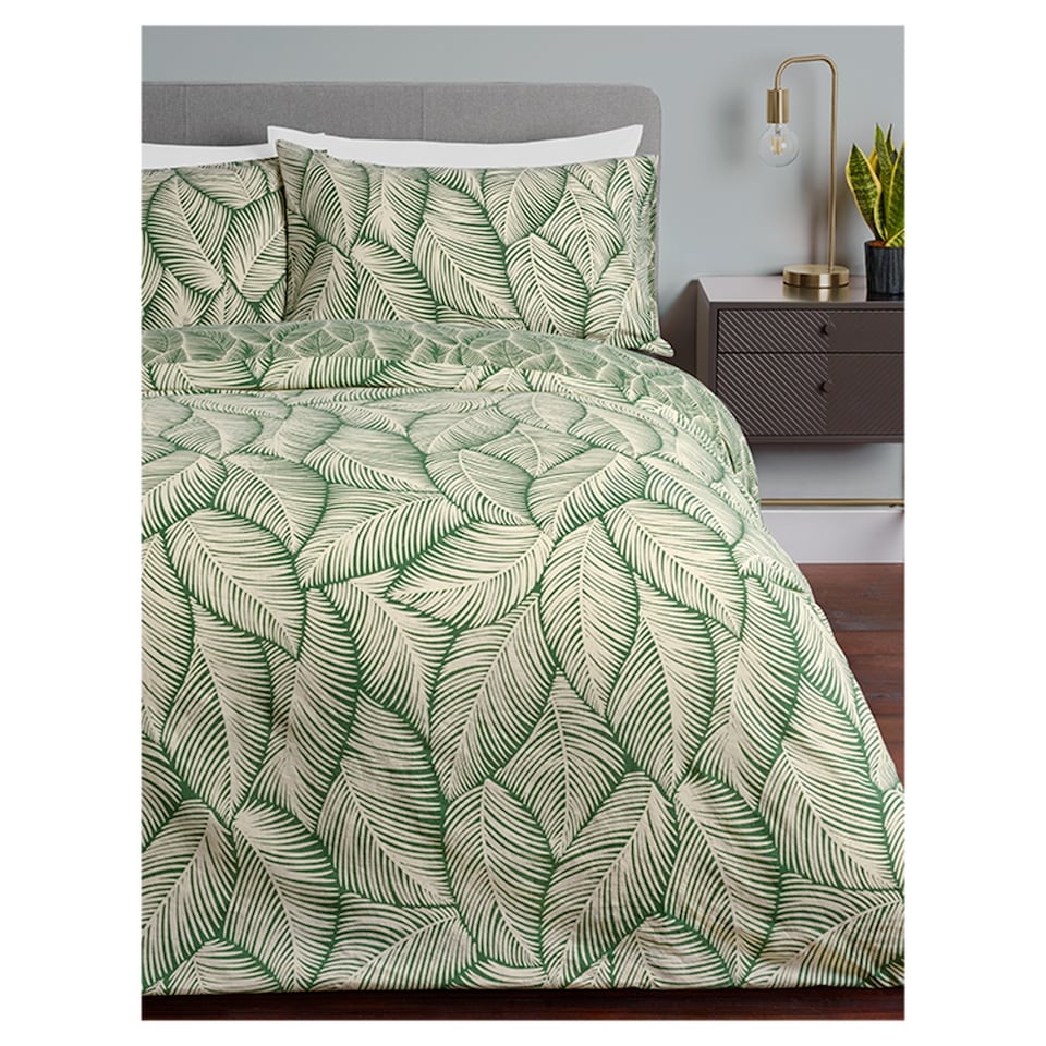 image 1 of F&F Home Bedding Natures Way Washed Cotton Fern Duvet Set Double