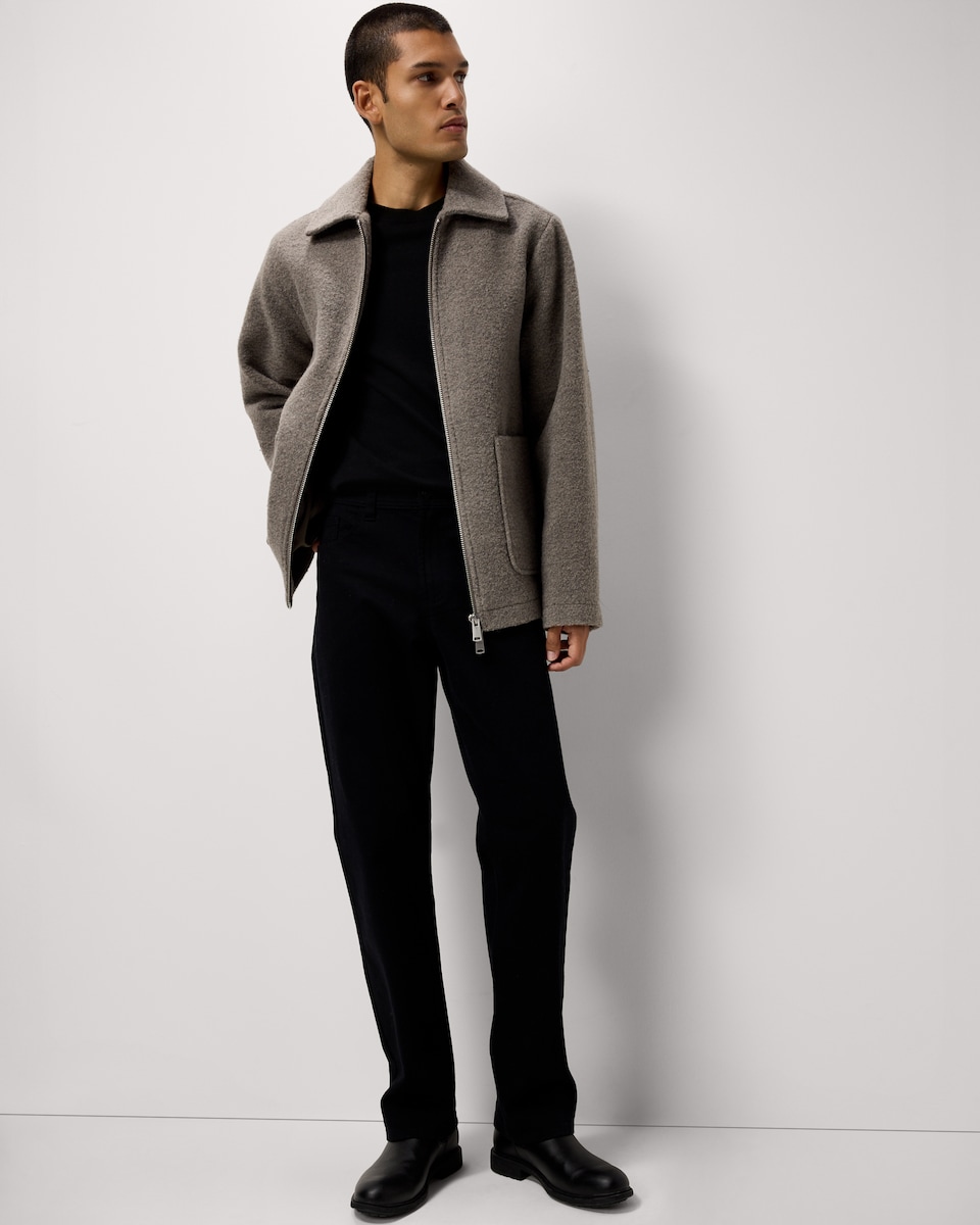 image 1 of F&F Textured Zip Through Jacket in Stone