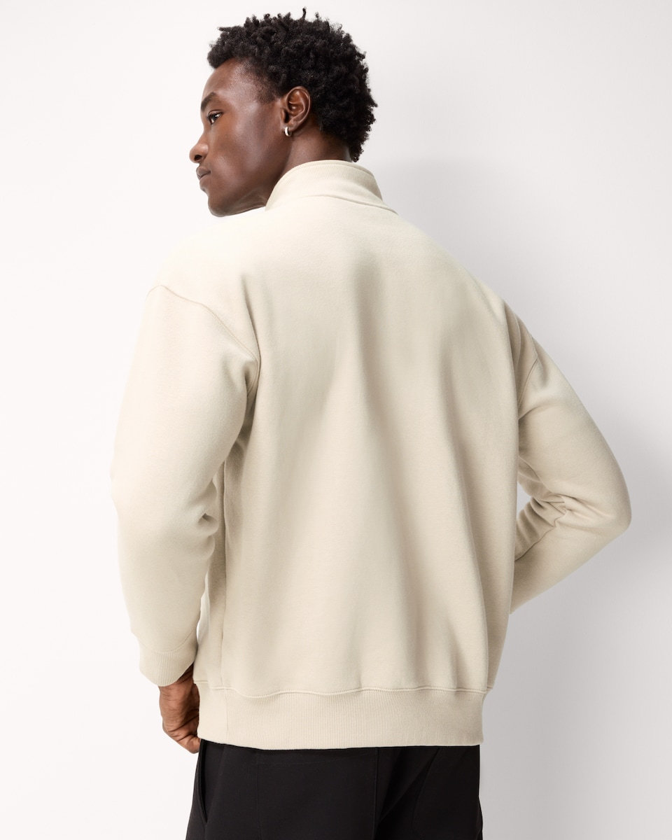 image 1 of F&F Cotton Rich Zip Up Sweatshirt in Ecru