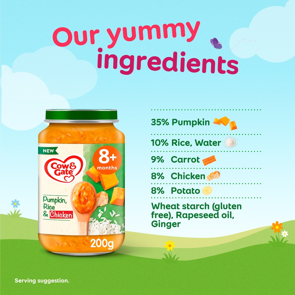 image 1 of Cow & Gate Pumpkin Chicken & Rice Baby Food Meal Jar 10+ Months 200g