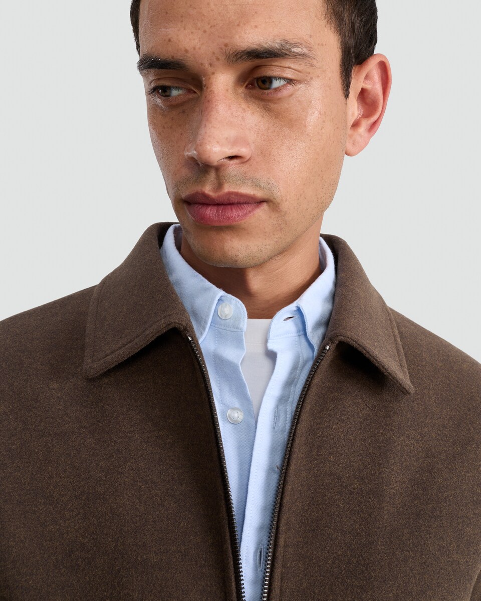 image 1 of The F&F Edit Textured Zip Through Jacket in Brown