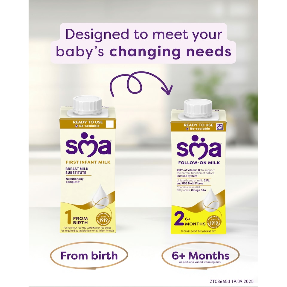 image 1 of SMA First Infant Baby Milk From Birth Ready-To-Use Formula 200ml