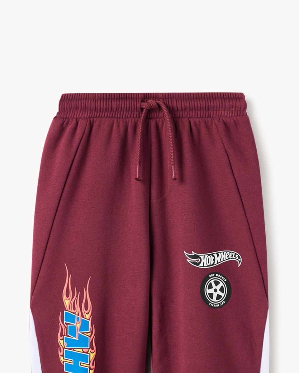 image 1 of Hot Wheels Cotton Rich Racing Hoodie and Joggers Set in Burgundy