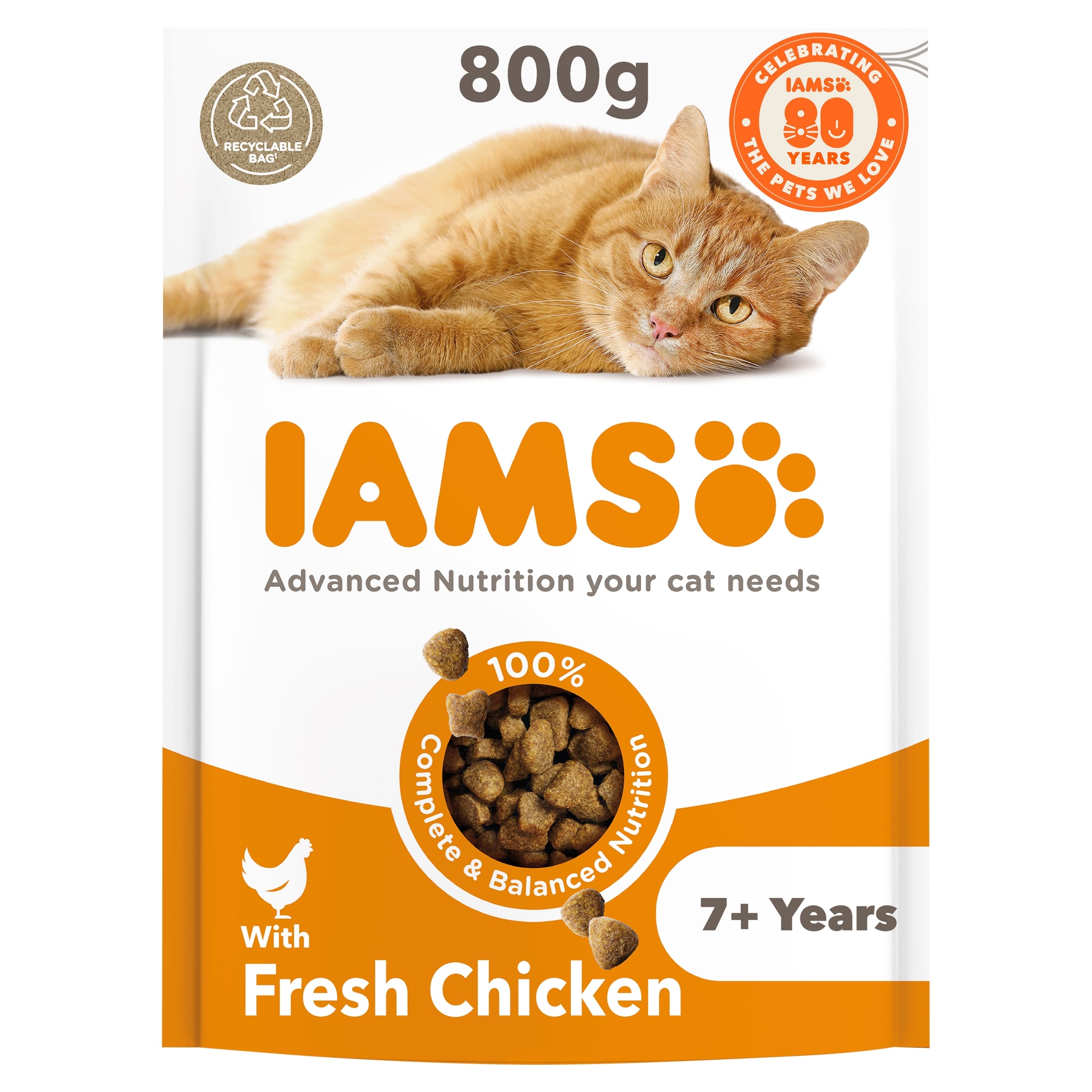 Iams Senior Cat Food With Fresh Chicken 800g