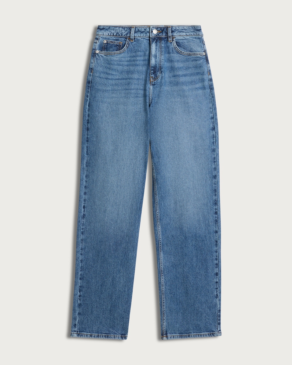 F&F High Rise Straight Leg Jeans in Blue