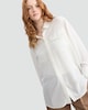 image 2 of F&F Satin Long Sleeved Pocket Front Shirt in Cream