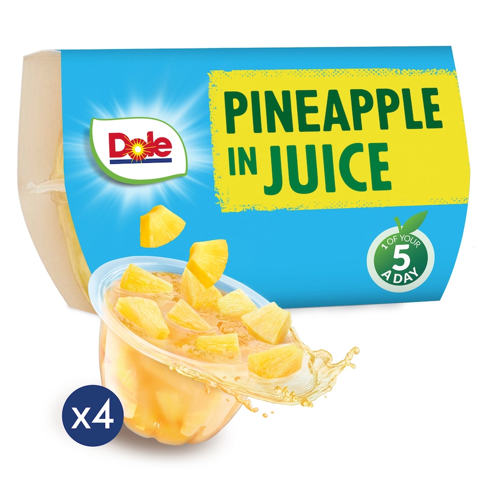 Dole Pineapple Fruit in Juice 4x113g
