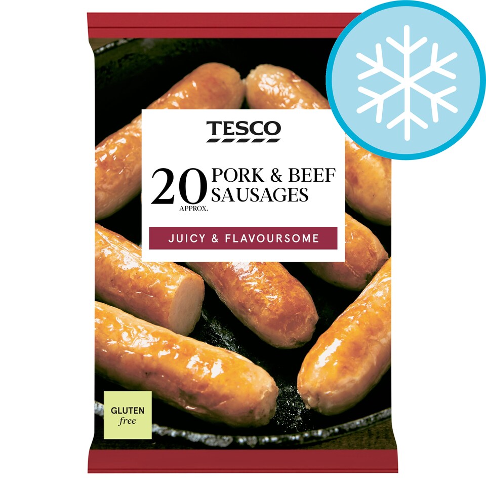 Tesco 20 Thick Pork And Beef Sausages 900G