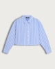 image 4 of F&F Pure Cotton Stripe Cropped Shirt in Multi Blue