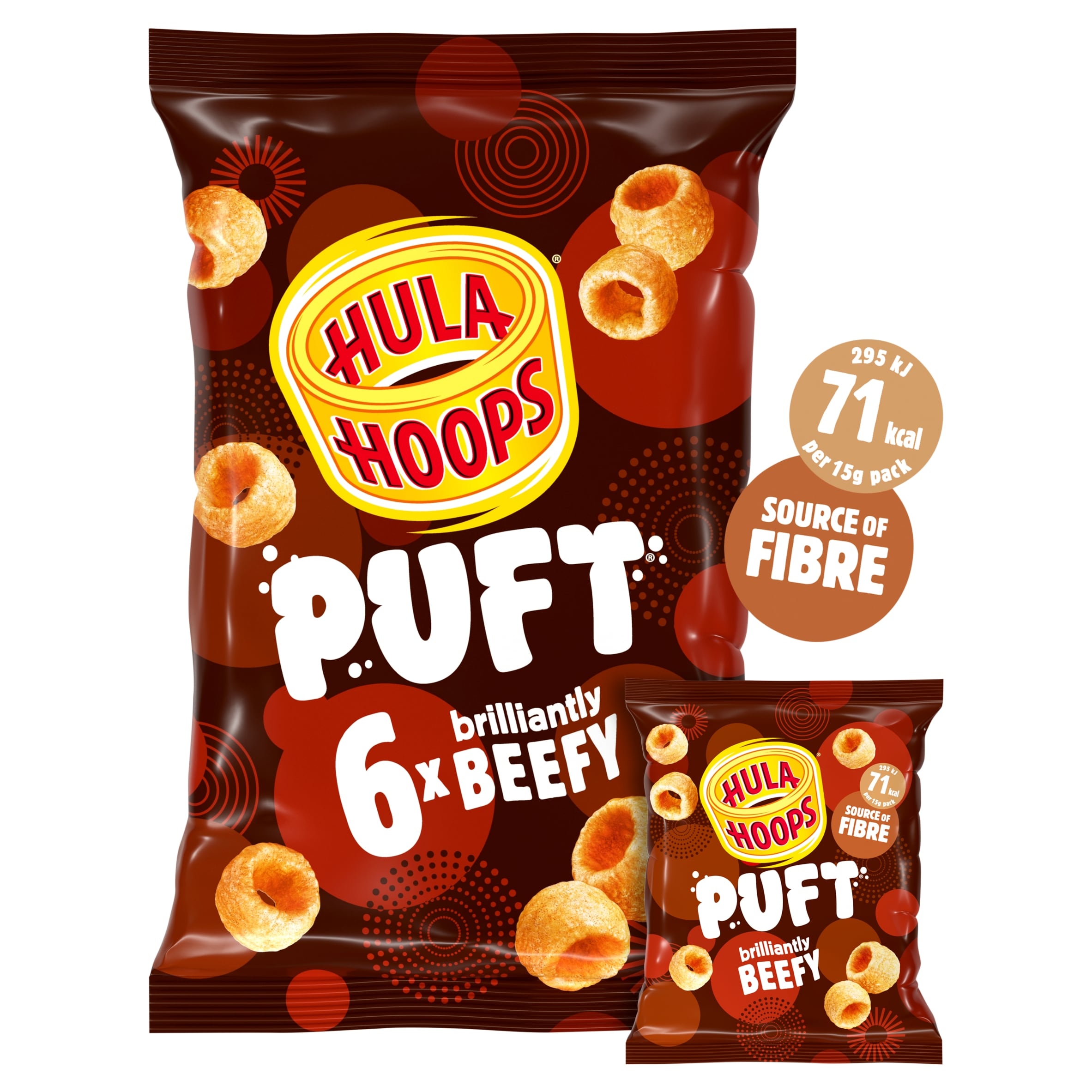 Hula Hoops Puft Grilled Beef Multipack Crisps 6x15g