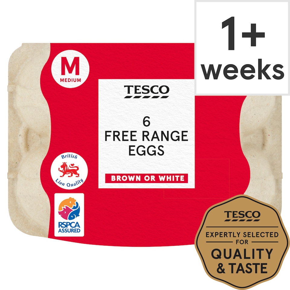 Tesco Free Range Eggs Medium 6 Pack