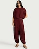 image 1 of F&F Textured Elasticated Cuff Balloon Co-ord Trousers in Red