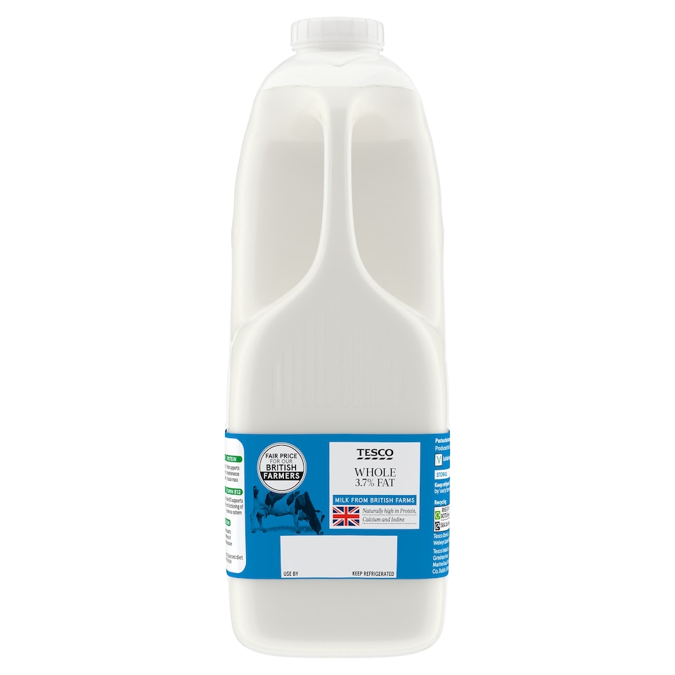 Tesco British Whole Milk 2.272L, 4 Pints