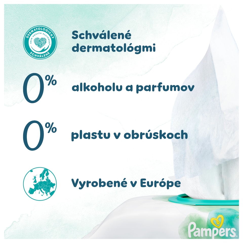 image 1 of Pampers Harmonie Aqua Vlhčené Obrúsky 1 ks Balenia = 48 Obrúskov