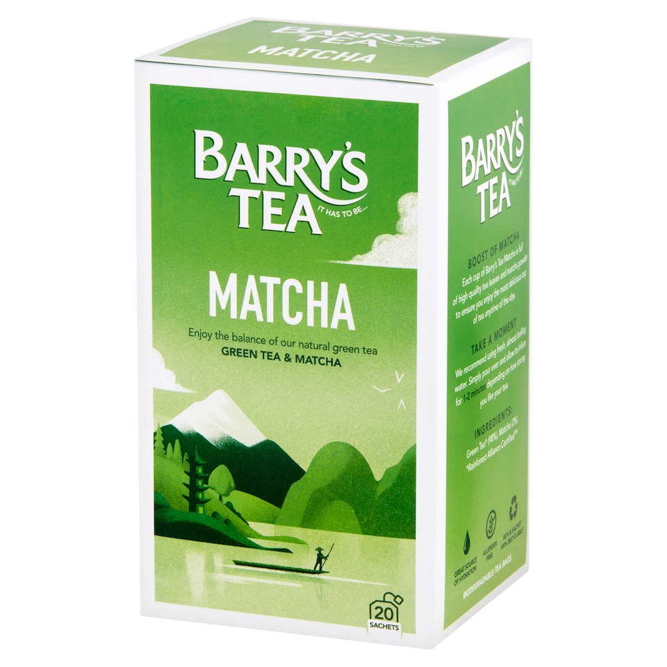 Barrys Tea 20 Grn/T And Matcha Tea Bags 30G