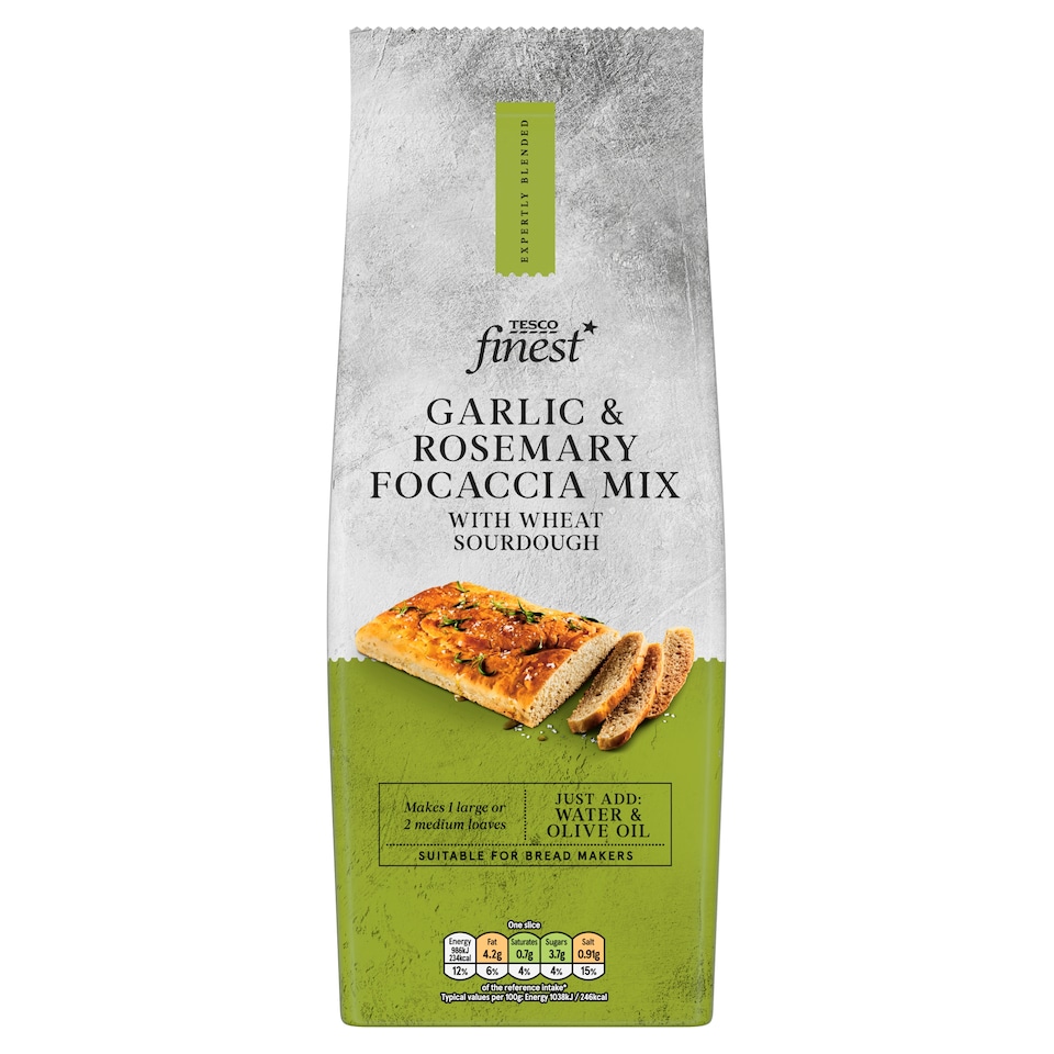 Tesco Finest Garlic & Rosemary Focaccia Mix 500g
