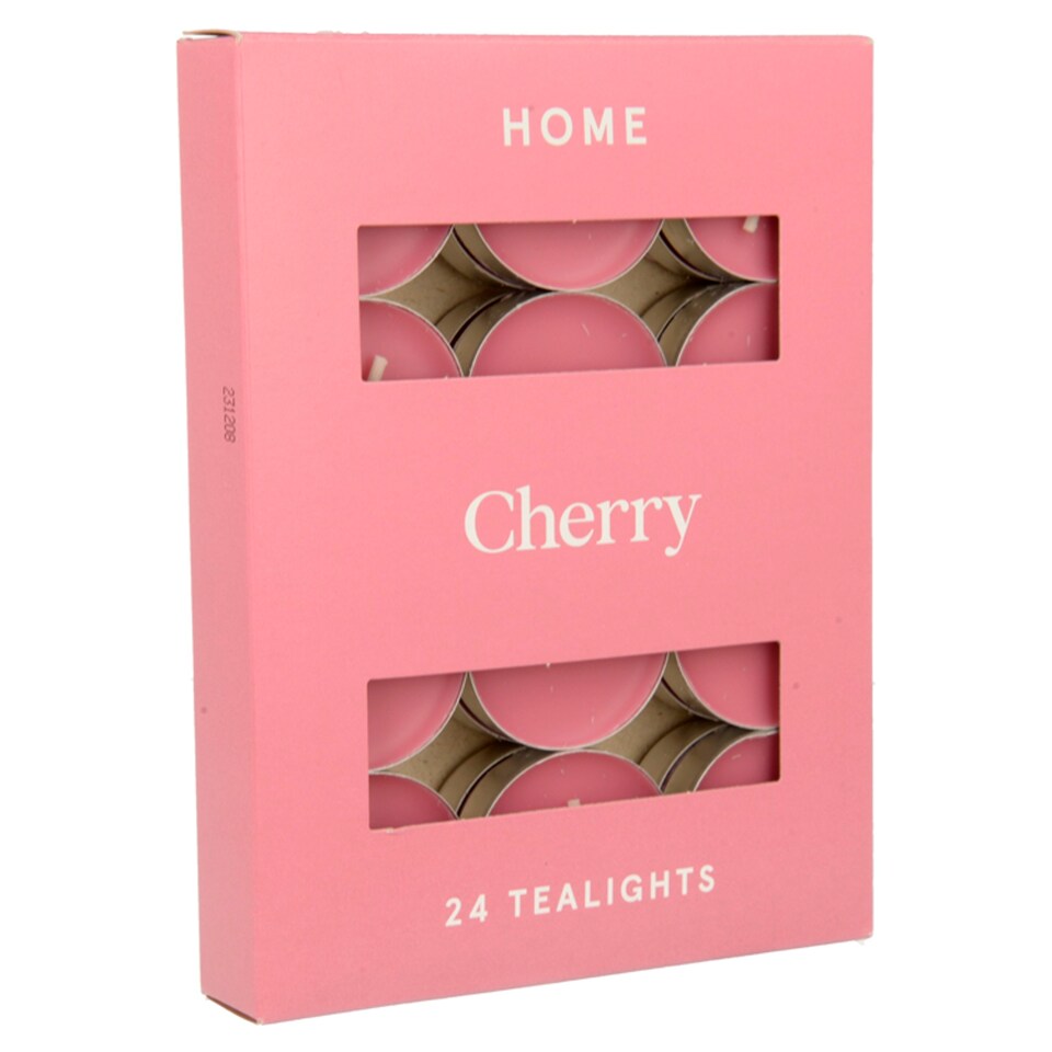 TESCO CHERRY TEALIGHTS 24PK
