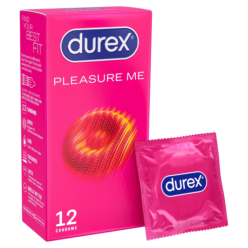 image 1 of Durex Pleasure Me Condoms Ribbed & Dotted Regular Fit 12 Pack