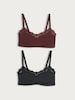 image 4 of F&F 2-Pack Contour Lace Trim Crop Tops in Multi