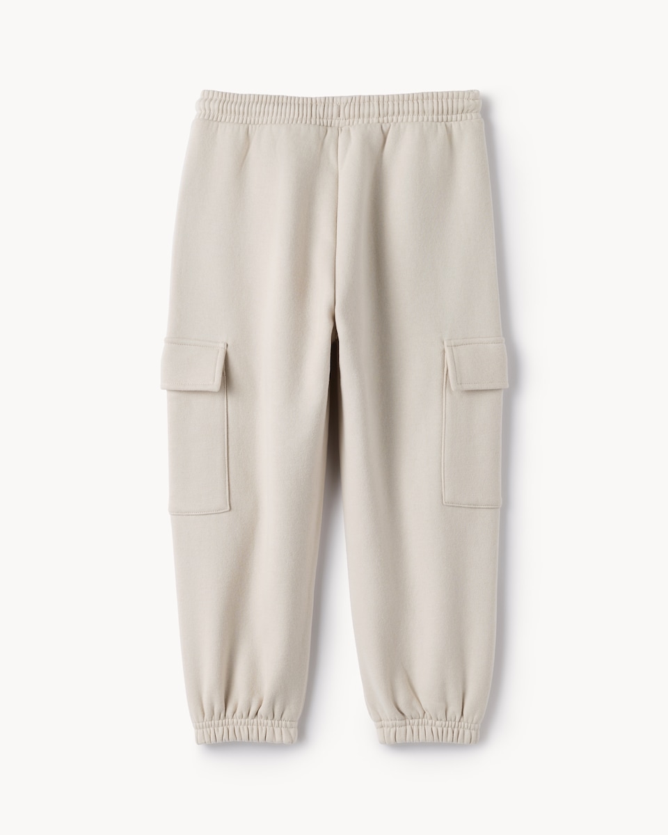 image 1 of F&F Boys Cotton Blend Cargo Joggers in Stone
