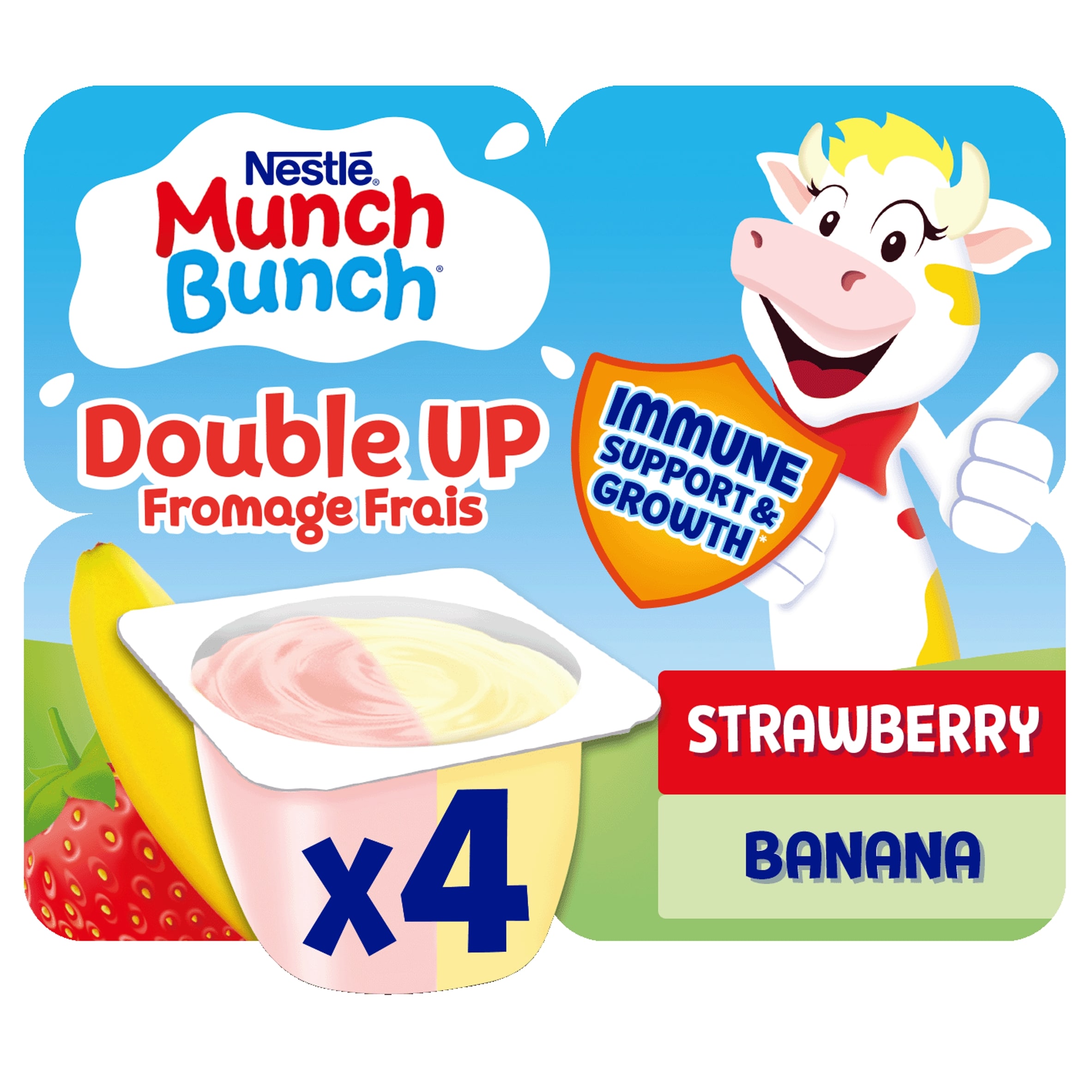 Munch Bunch Double Up Strawberry Banana Fromage Frais 4X85g