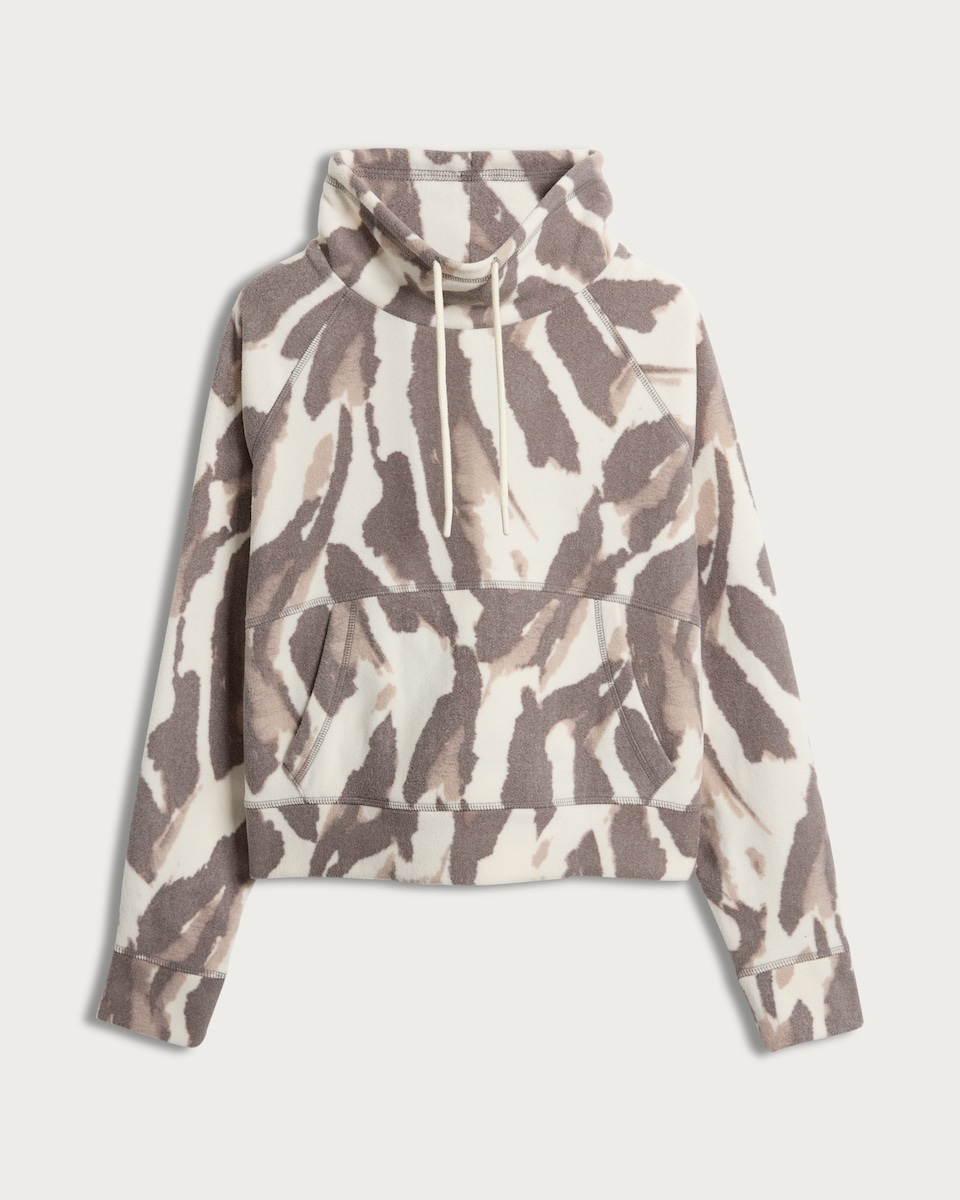 image 1 of F&F Active Abstract Print Cropped Hoodie in Grey
