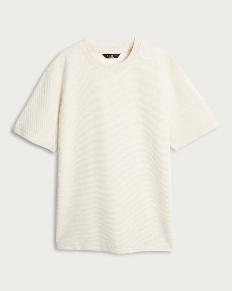 The F&F Edit Cotton Rich Ribbed Short Sleeved T-Shirt in Stone