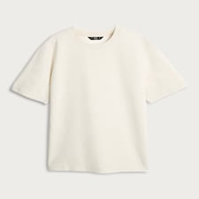 The F&F Edit Cotton Rich Ribbed Short Sleeved T-Shirt in Stone