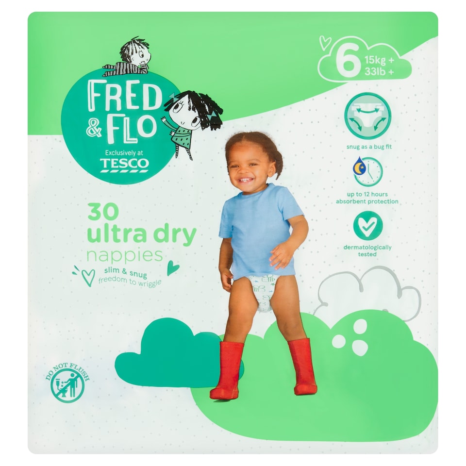 Fred & Flo Ultra Dry Nappies Size 6 30 Pack