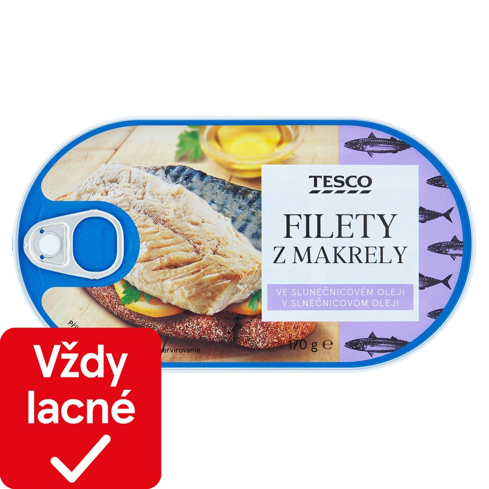 Tesco Filety z makrely v slnečnicovom oleji 170 g