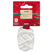 Tesco White And Silver Raffia Ribbon