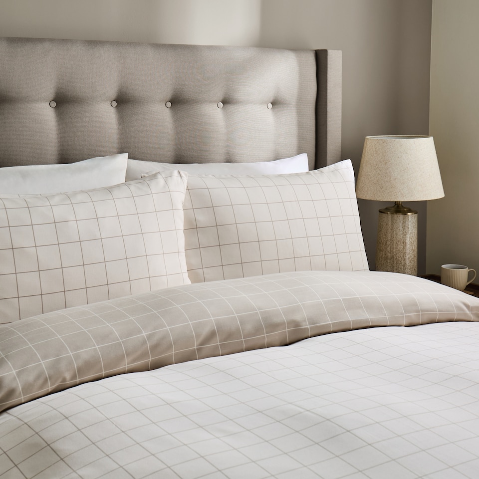 image 1 of Silentnight Love Sleep Neutral Grid Duvet Set Double