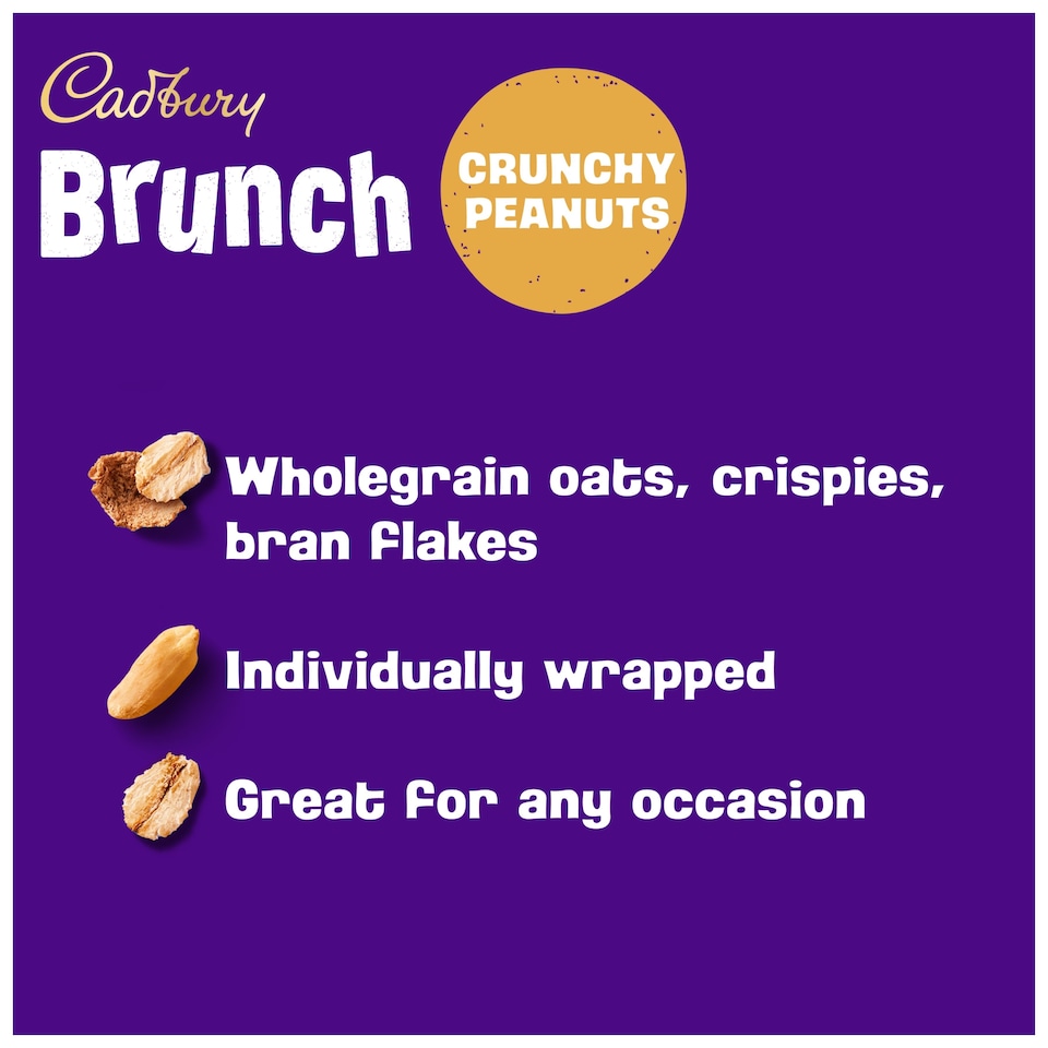 image 1 of Cadbury Brunch Peanut Wholegrain Cereal Bars 4 x 28g