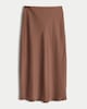 image 4 of F&F Satin Slip Midi Skirt in Brown