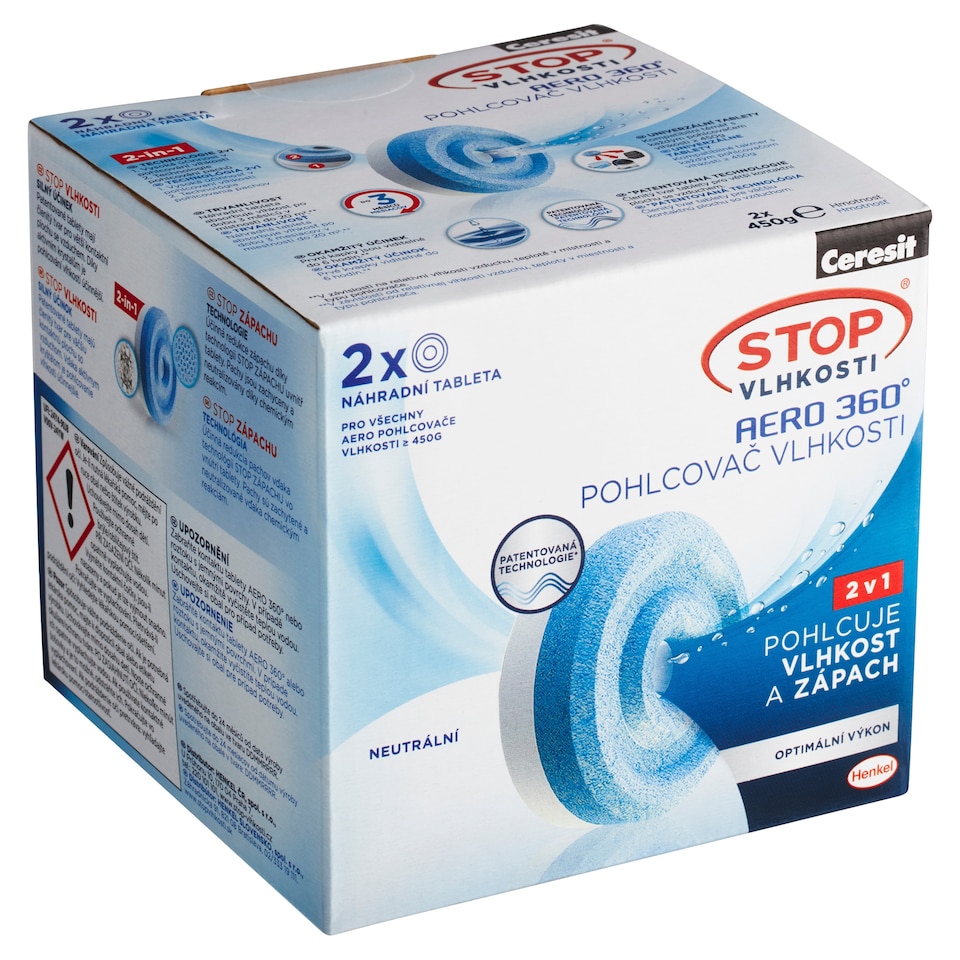 Obrázek 1 pro produkt Ceresit Stop Vlhkosti Aero 360° náhradní tablety neutrální 2 x 450g (900g)