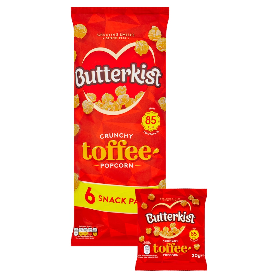 image 1 of Butterkist Toffee Popcorn 6X20g