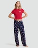 image 1 of F&F Pure Cotton Candy Cane Print Pyjama Bottoms in Navy